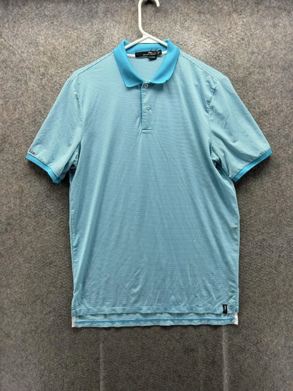 RLX Ralph Lauren Polo Shirt Men Small Blue Striped Stretch Golf Performance